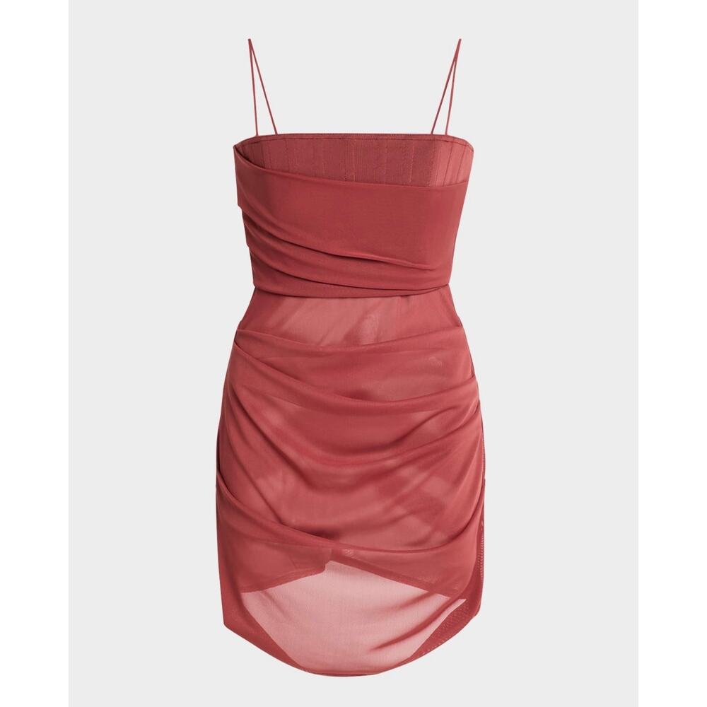 BNWT! Alex Perry Tucked Corset Mini Dress in Cognac sz UK12 US 8